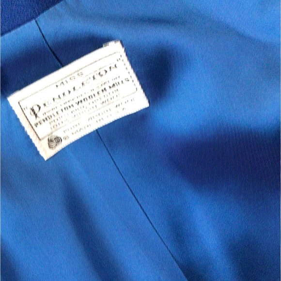 Pendleton Vintage Royal Blue 100% Pure Virgin Wool Cropped Blazer - Picture 6 of 6